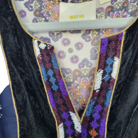 Anthropologie Maeve Quartier Latin Patchwork Velvet Mini Dress Women Sz SP - Picture 2 of 11